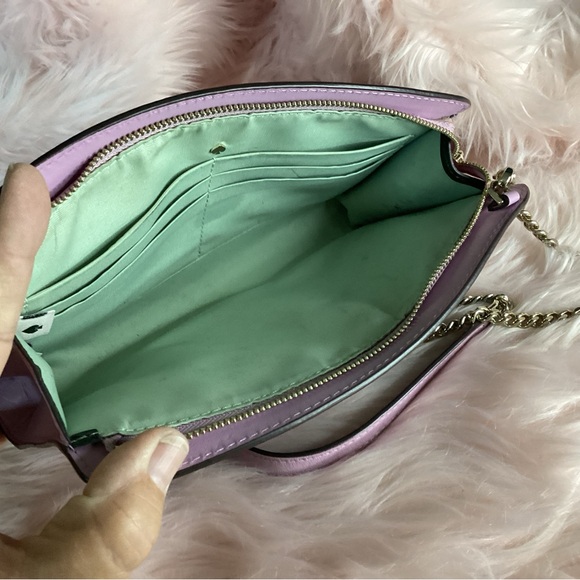 Kate spade crossbody a in purple and green floral with chain and leather strap - Picture 4 of 8